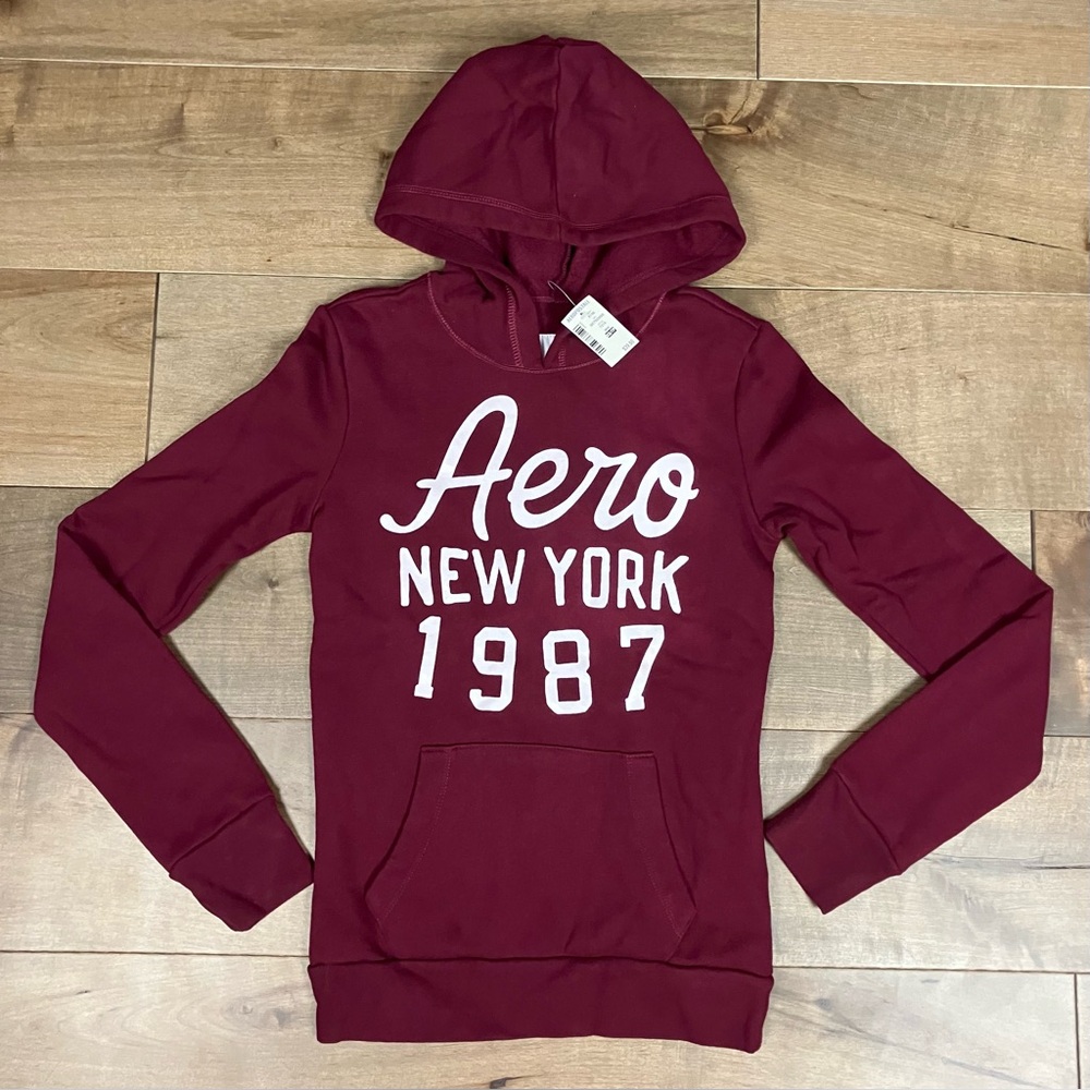 Aeropostale Women’s Size XS Maroon Pullover Sweatshirt Hoodie Aero NY 1987 NWT!